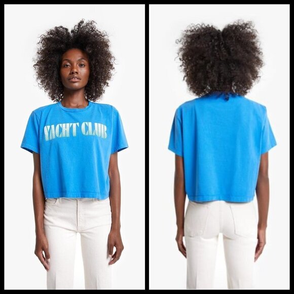 💕MOTHER💕 The Short Sleeve Slouch Tee Yacht Club Graphic Tee Blue XS NWT - Picture 2 of 16